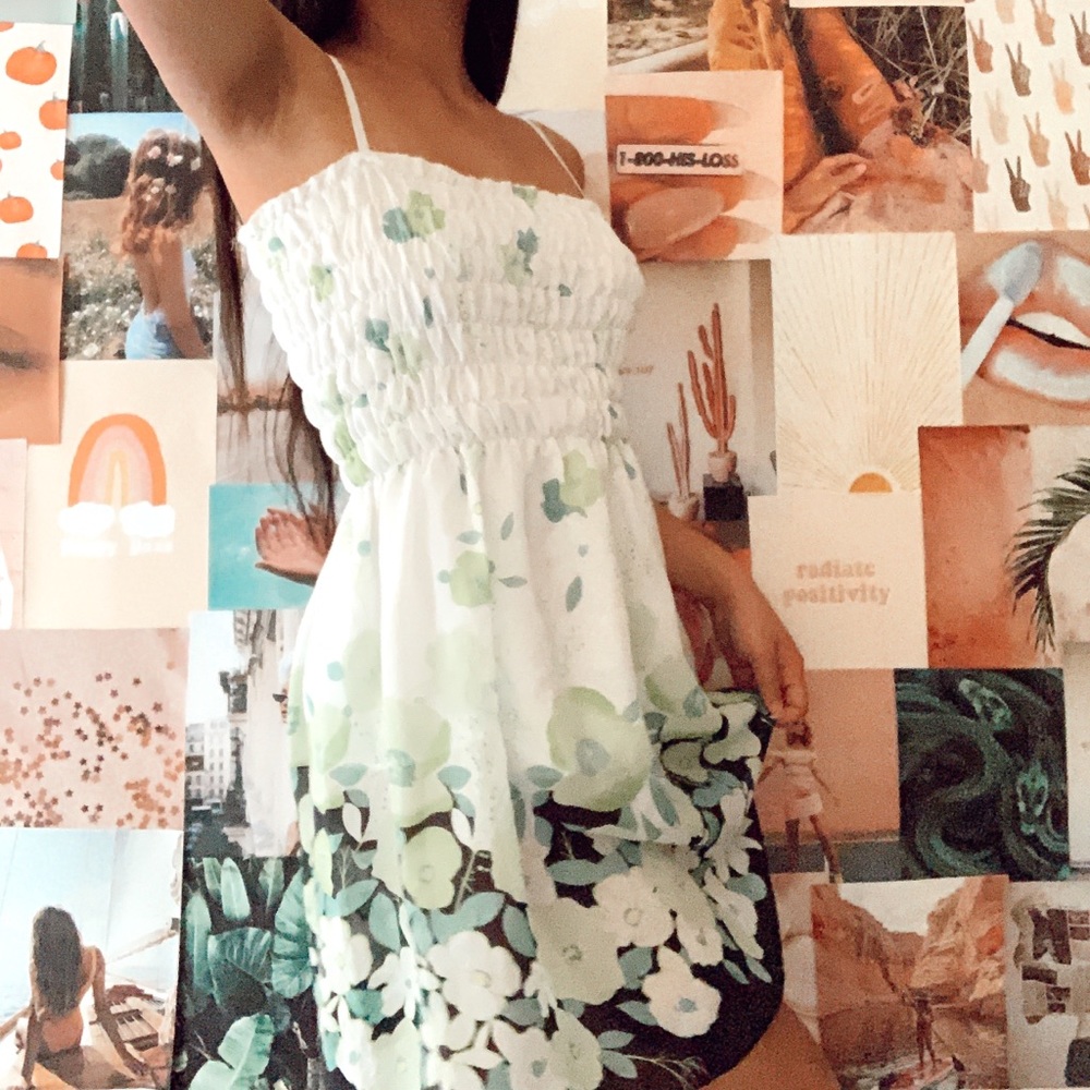 Green Flower Summer Dress